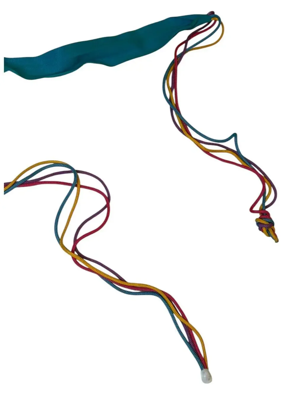 Vintage Funky Multicolor Rope Belt Turquoise Fabric Accent